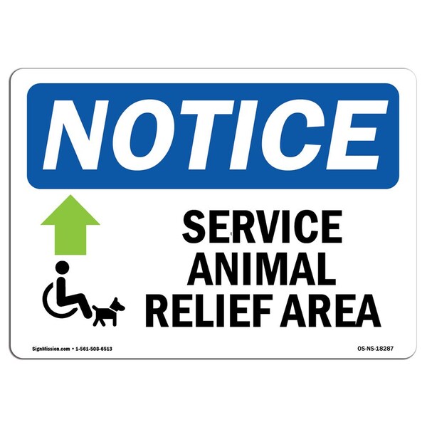 Sign, 7" H, Aluminum, Service Animal Relief Area (Up Arrow) Sign, Landscape, L-18287